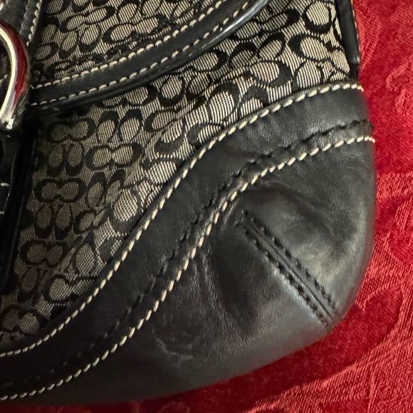 Vintage Coach F 10925 Brown Tan Signature Soho Satchel Buckle Flap Shoulder Bag - Picture 9 of 10